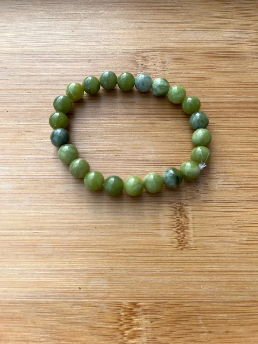 Green Beaded Stretch Bracelet - Natural Stone 6.5 inches handmade by Jayglam7 - Picture 8 of 10